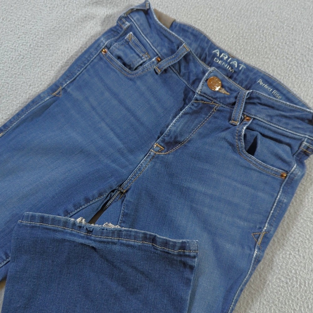 Ariat Perfect Rise Flare Jeans Womens 25R (25x32) Blue Denim Stretch High Waist